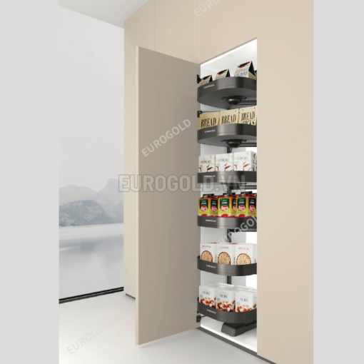 TỦ ĐỒ KHÔ 6 TẦNG XOAY ÂM TỦ NHÔM ANODE CAO CẤP EUROGOLD EUM6L60XG