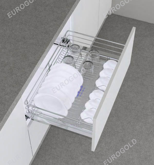GIÁ BÁT ĐĨA INOX NAN ÂM TỦ GẮN CÁNH VÀ RAY GIẢM CHẤN EUROGOLD EG6270