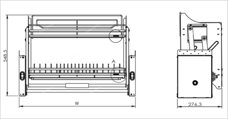 KÍCH THƯỚC GIÁ BÁT ĐĨA NÂNG HẠ INOX 304 NAN DẸT KHUNG MÀU GHI EUROGOLD EUI304160
