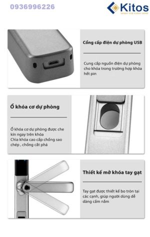 Khoá vân tay cửa nhôm Kitos KT-AL650 Plus - kitos al650 5 1 510x806 1