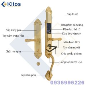 Khoá cửa vân tay tân cổ điển mạ vàng 24k Kitos KT-C800 - kitos kt c800 6 510x510 1