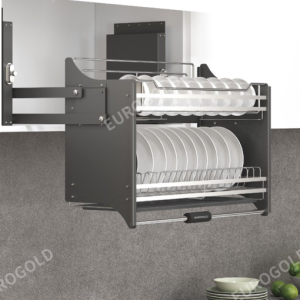 GIÁ BÁT ĐĨA NÂNG HẠ INOX 304 NAN DẸT KHUNG MÀU GHI EUROGOLD EUI304170