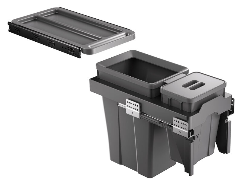 HÌNH ẢNH THỰC TẾ CỦA THÙNG RÁC ĐÔI CÁNH KÉO ÂM TỦ GRANDX XW.D30 30CM 30CM
