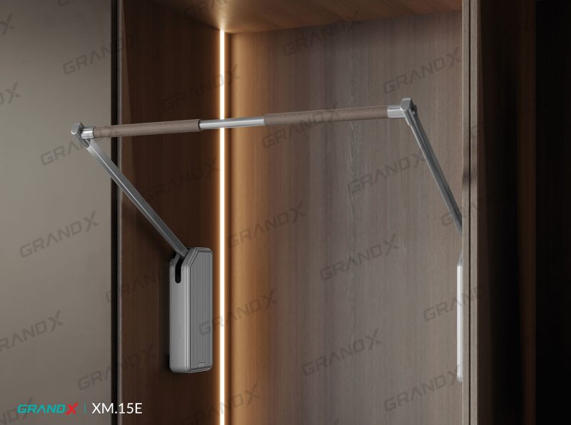 GIÁ NÂNG HẠ ĐIỆN TREO QUẦN ÁO GRANDX XM.15E 15CM - xm 15e phoi canh 1