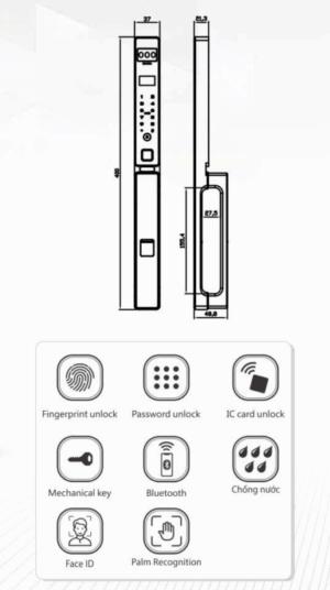 KHÓA VÂN TAY CỬA NHÔM KASSLER KL 599 CNC 02 BLACK APP - 1