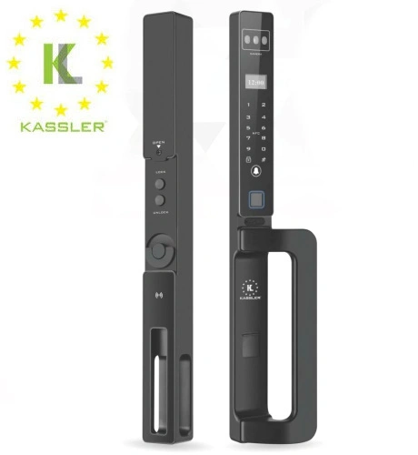 HÌNH ẢNH THỰC TẾ CỦA KHÓA VÂN TAY CỬA NHÔM KASSLER KL 599 CNC 01 BLACK APP