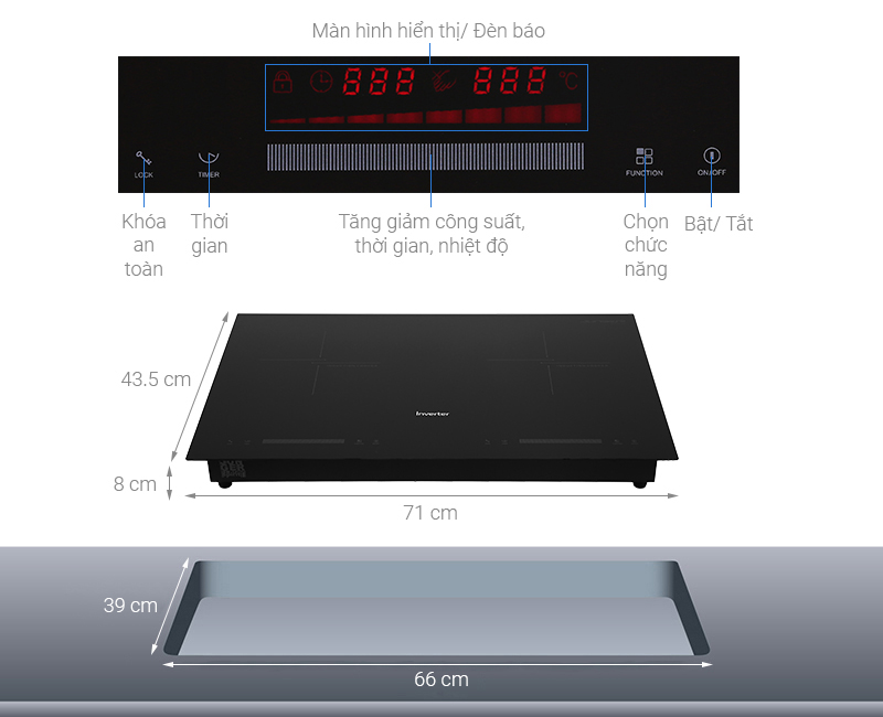 THÔNG SỐ KĨ THUẬT BẾP TỪ ĐÔI JUNGER CEJ-201-II