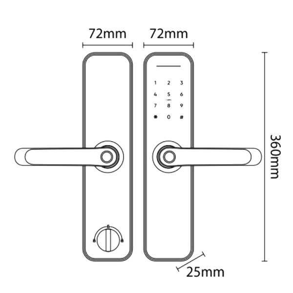 KÍCH THƯỚC KHOÁ CỬA VÂN TAY KASSLER KL 696 RED BRONZE APP REMOTE