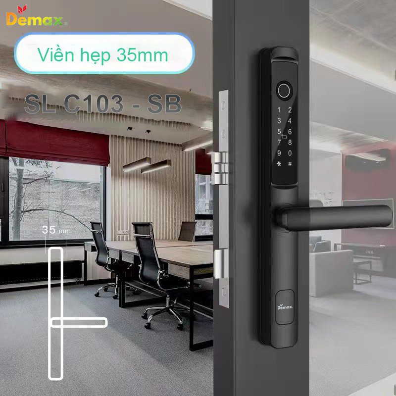 Khóa vân tay cửa nhôm, sắt Demax SL C103 SB chống nước (Cửa Lùa Và Cửa Mở) - Của Đức - 103bl1
