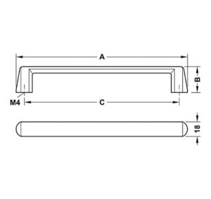 Tay nắm tủ Hafele, H1390 - 106 69 605 dimd 457x431 crop center