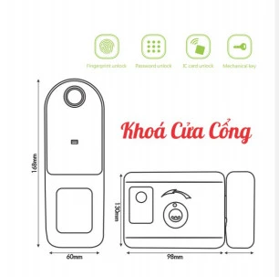 HÌNH KĨ THUẬT CỦA KHÓA CỬA CỔNG VÂN TAY CHỐNG NƯỚC KASSLER KL 579 I APP REMOTE
