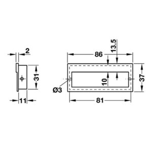 Tay nắm âm hình chữ nhật Hafele - 151 09 600 dimd 457x431 crop center