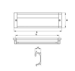 Tay nắm âm hình chữ nhật Hafele, màu nhôm mờ - 151 76 923 dimd 457x431 crop center