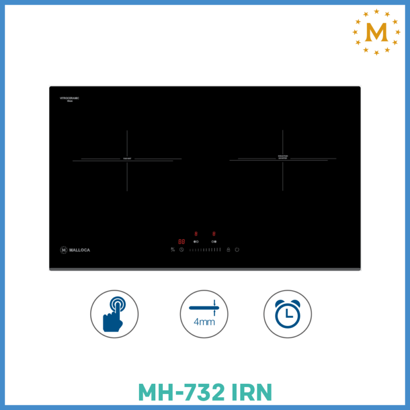 HÌNH ẢNH THỰC TẾ CỦA BẾP KÍNH ÂM 1 ĐIỆN VÀ 1 TỪ MALLOCA MH-732 IRN