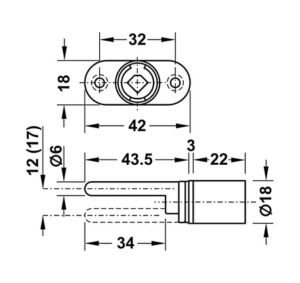 Khóa trung tâm Hafele có lõi xoay, đế lắp vào 2 mặt - Bộ khóa trung tâm Symo 3000 - 234 98 611 dimd 457x431 crop center