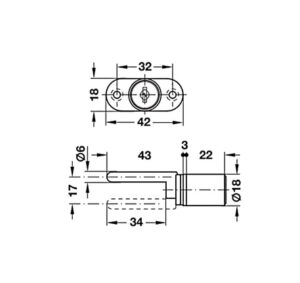 Thân khóa Hafele - Khóa trung tâm Econo - 234 99 240 dimd 457x431 crop center