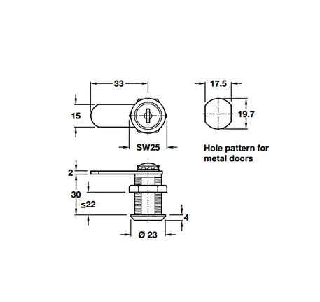 Lõi khóa cốp Hafele Econo - Chìa không trùng nhau - 235 19
