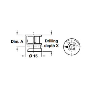 Vỏ nối Hafele Minifix 15 không vành - Ốc liên kết ixconnect minifix 15 262.26.133 - 262 26 133 dimd 457x431 crop center