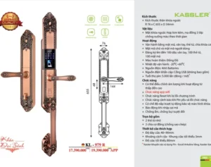 KHOÁ VÂN TAY TÂN CỔ KASSLER KL 979 R TIÊU CHUẨN CHỐNG NƯỚC - 28 2