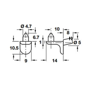 Bas đỡ kệ Hafele cho lỗ khoan Ø5 mm - 282 24 720 dimd 457x431 crop center