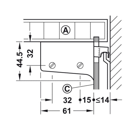 Bas tủ treo tường Hafele - 290 00