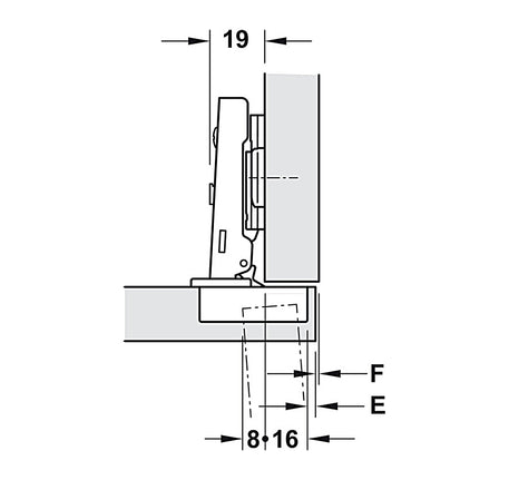 Bản lề Hafele Metalla A 95º cho cửa gỗ dày - 311 81