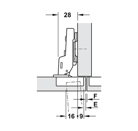Bản lề Hafele Metalla A 95º cho cửa gỗ dày - 311 81