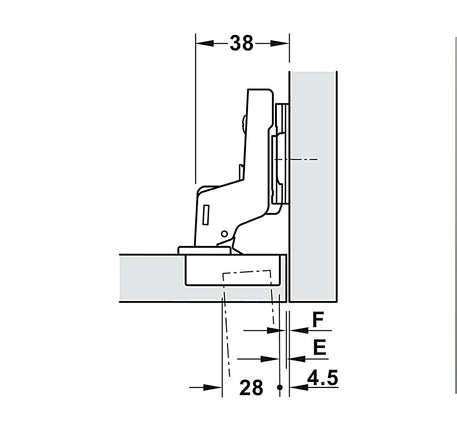 Bản lề Hafele Metalla A 95º cho cửa gỗ dày - 311 81