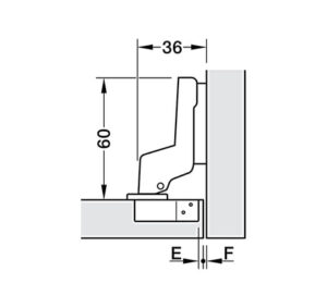 Bản lề Hafele Metalla A 110° tiêu chuẩn không giảm chấn - Lắp lọt lòng - 311 88 532 dimd 457x431 crop center