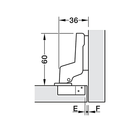 Bản lề Hafele Metalla A 110° tiêu chuẩn không giảm chấn - Lắp lọt lòng - 311 88