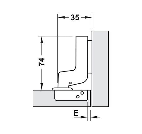 Bản lề Hafele Metalla SM 110° Inox đóng giảm chấn - Lắp lọt lòng - 315 06