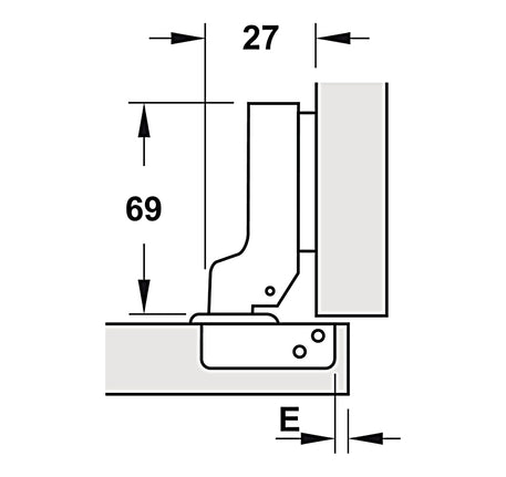 Bản lề Hafele Metalla SM 95° cho cửa gỗ dày - Lắp trùm nửa - 315 08 851 308 03