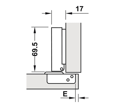 Bản lề Hafele Metalla SM 110° Tiêu chuẩn, đóng giảm chấn - Lắp trùm ngoài - 315 11
