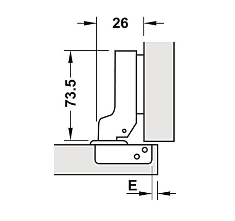 Bản lề Hafele Metalla SM 110° Tiêu chuẩn, đóng giảm chấn - Lắp trùm nửa - 315 11