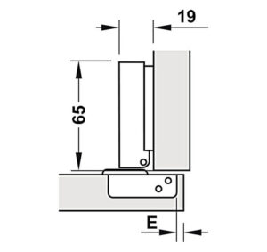 Bản lề Hafele Metalla A 110° Tiêu chuẩn với giảm chấn - Lắp trùm ngoài - 315 30 721 dimd 457x431 crop center