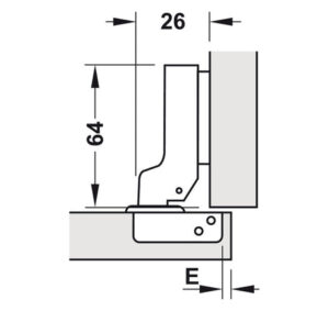Bản lề Hafele Metalla A 110° Tiêu chuẩn với giảm chấn - Lắp trùm nửa - 315 30 722 dimd 457x431 crop center