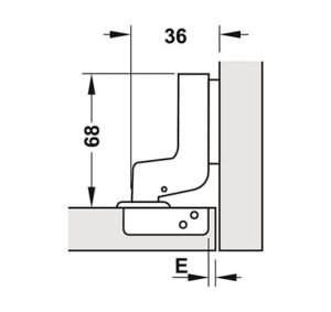 Bản lề Hafele Metalla A 110° Tiêu chuẩn với giảm chấn - Lắp lọt lòng - 315 30 723 dimd 457x431 crop center