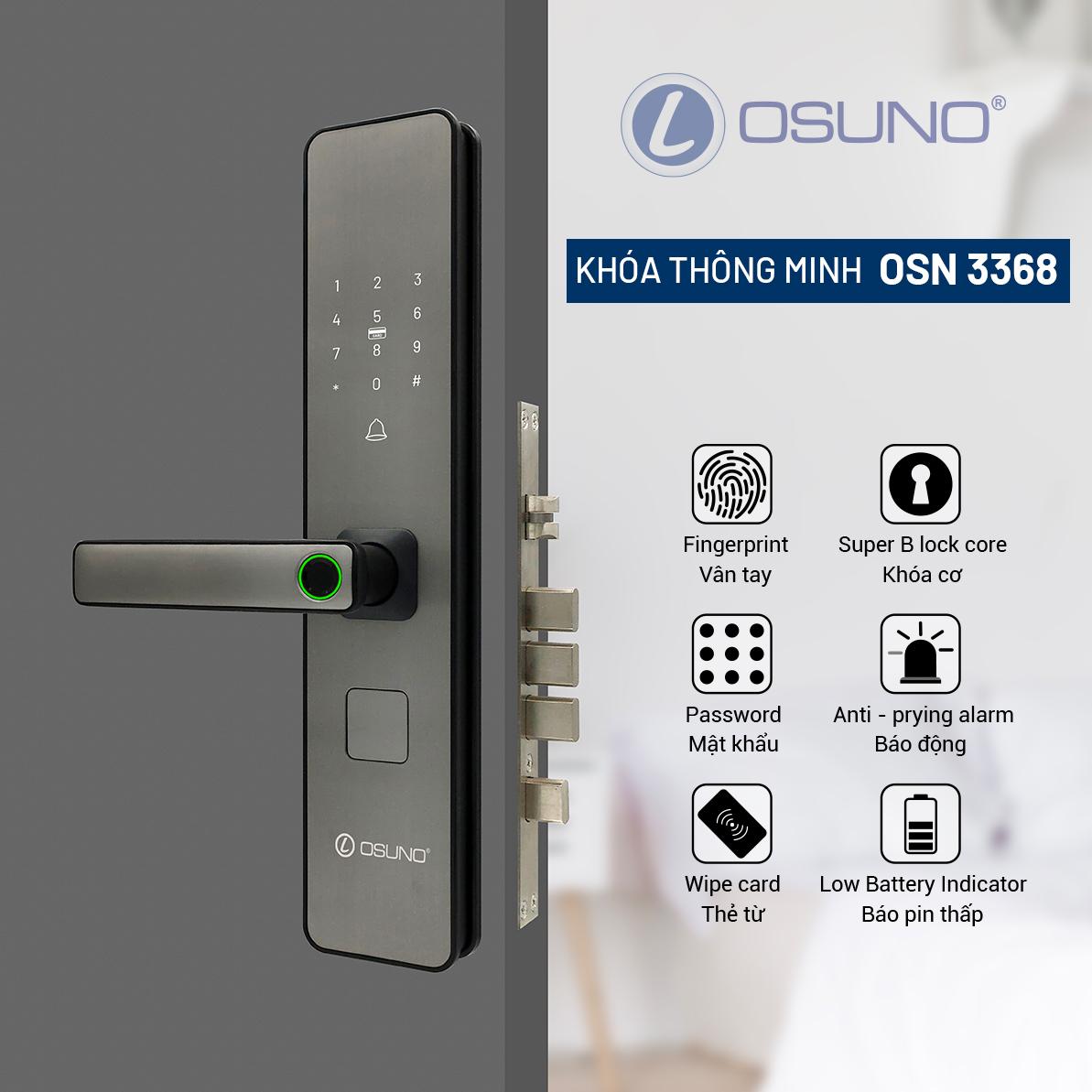 Khóa vân tay Osuno OSN3368- mở khóa kép - 3368 1