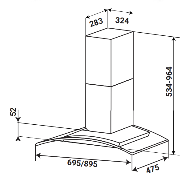 MÁY HÚT MÙI KÍNH CONG KAFF KF-GBT7069 - 37 1