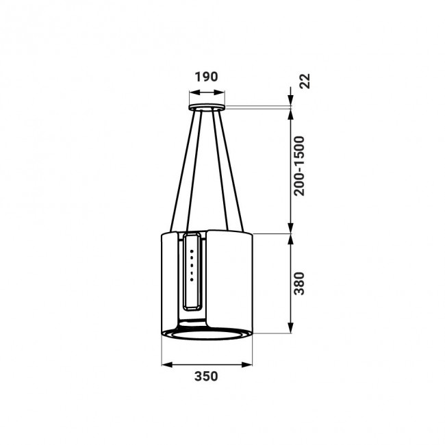 KÍCH THƯỚC MÁY HÚT MÙI TREO DÂY ĐỘC LẬP KAFF KF-IS0935YL