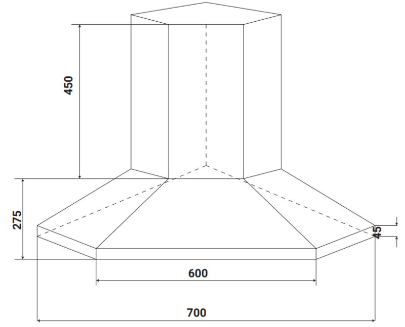 KÍCH THƯỚC MÁY HÚT MÙI ÁP TƯỜNG KAFF KF-CN700I 