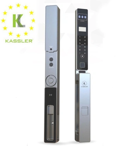 HÌNH ẢNH THỰC TẾ CỦA KHÓA VÂN TAY CỬA NHÔM KASSLER KL 599 CNC 02 GREY APP