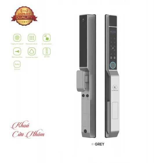 HÌNH ẢNH THỰC TẾ CỦA KHÓA CỬA NHÔM THÔNG MINH KASSLER KL 599 PRO GREY APP