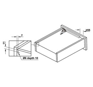 Ray âm Hafele Matrix UM, mở toàn phần, giảm chấn, bao gồm bas lắp đặt - 433 32 071 72 73 74 75 76 dimd1 457x431 crop center