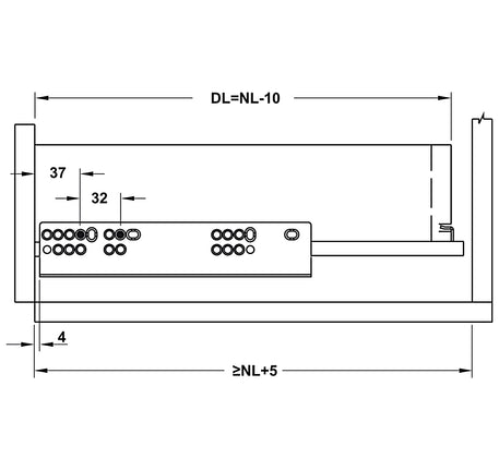 Ray âm Hafele Matrix UM, mở toàn phần, giảm chấn, bao gồm bas lắp đặt - 433 32