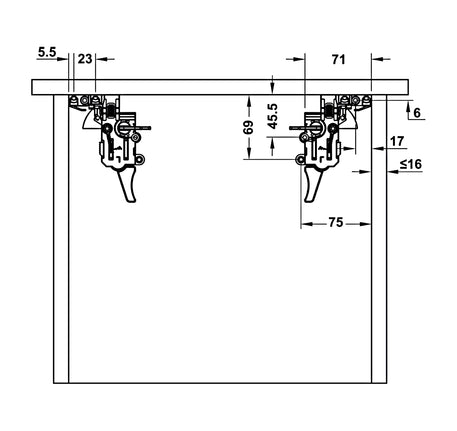 Ray âm Hafele Matrix UM, mở toàn phần, giảm chấn, bao gồm bas lắp đặt - 433 32