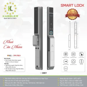 KHÓA CỬA NHÔM THÔNG MINH KASSLER KL 599 PRO GREY APP - 44 1