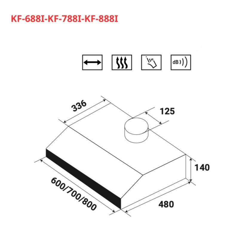 KÍCH THƯỚC MÁY HÚT MÙI CỔ ĐIỂN KAFF KF-688I