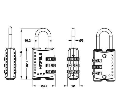 Khóa số Hafele 20301 - 482 09 003 004
