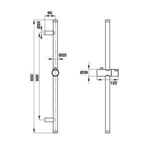 Thanh trượt cho sen tay Hafele 650 mm - 485 60 614 dimd 457x431 crop center